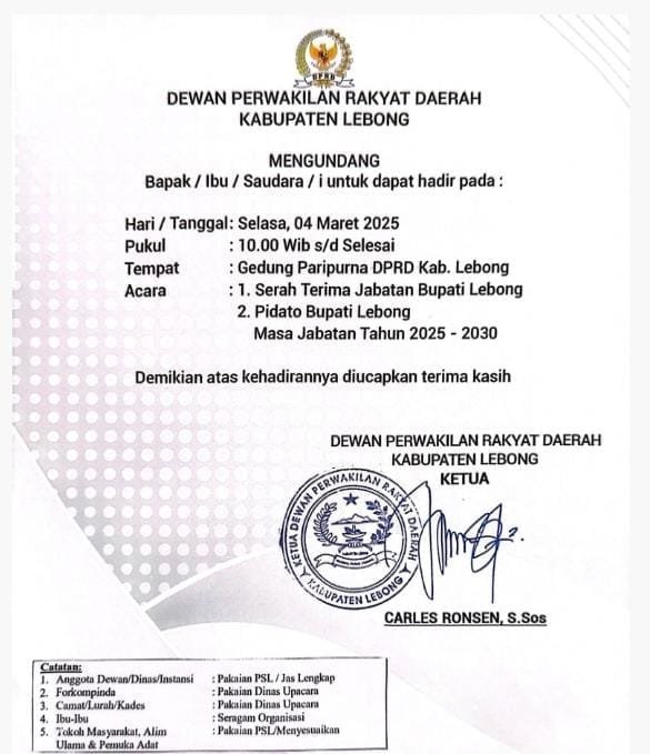 DPRD Lebong Gelar Paripurna Sertijab Bupati dan Wakil Bupati 2025-2030