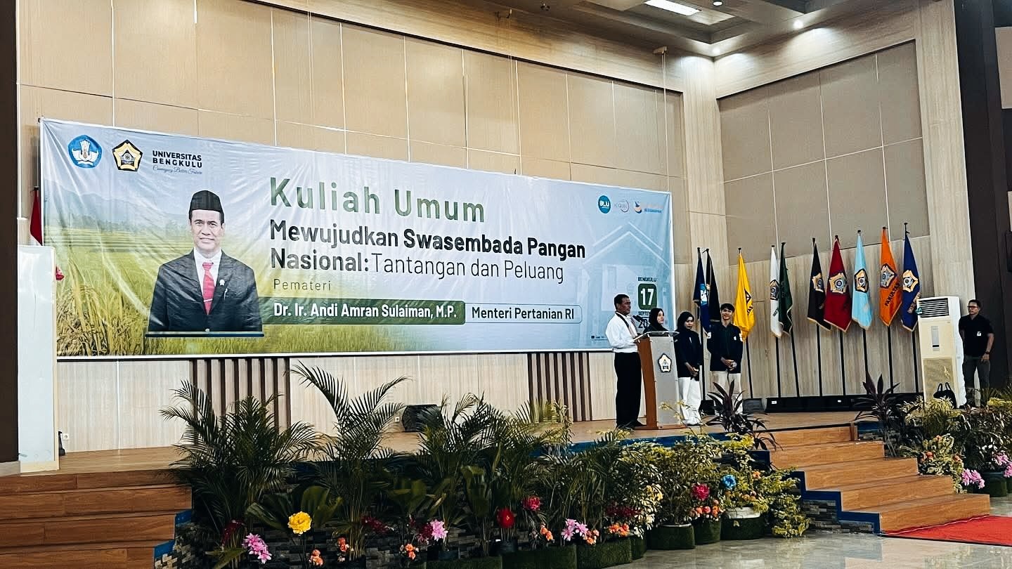 Mentan dan Ketua DPD RI Ajak Mahasiswa UNIB Jadi Garda Terdepan Swasembada Pangan