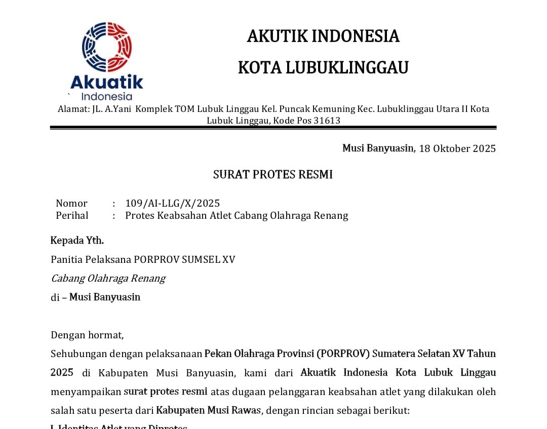 Kecurangan Warnai Cabor Renang Porprov XV Sumsel, Atlet Musi Rawas Diduga Bukan Warga Sumsel