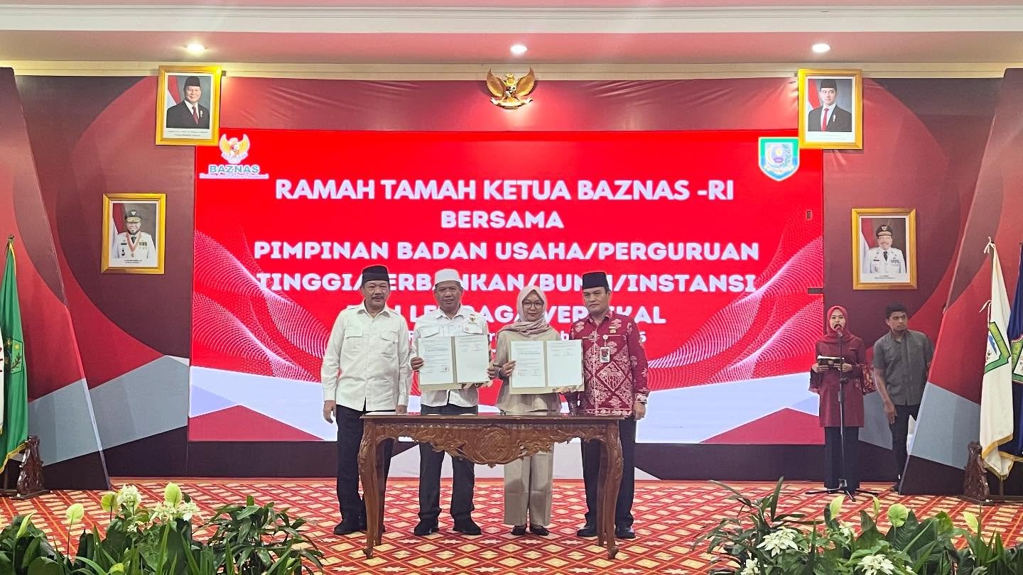 ramah tamah Ketua BAZNAS RI bersama pimpinan badan usaha, perguruan tinggi, perbankan, BUMN, instansi, serta lembaga vertikal di Balai Raya Semarak Bengkulu, Jumat (13/2).