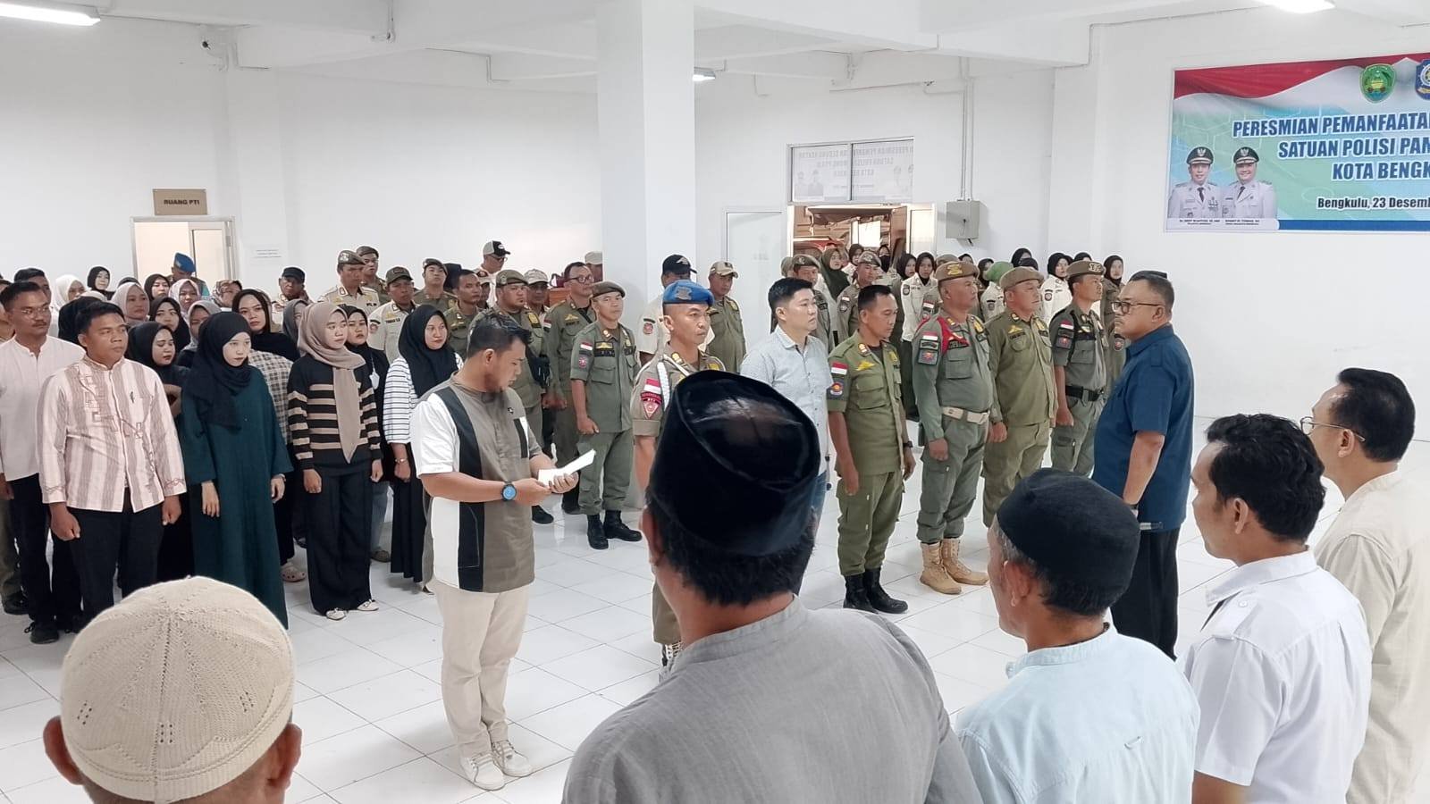 Skrining HIV Satpol PP Kota Bengkulu dilakukan terhadap seluruh personel usai apel pagi di kantor dinas setempat, Rabu (25/2/26)