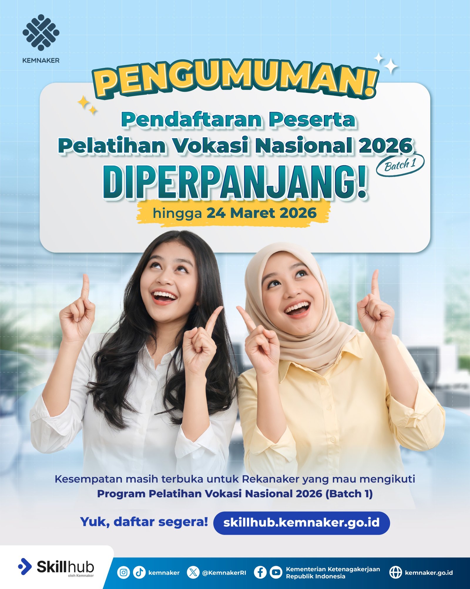 Pelatihan Vokasi Nasional 2026 Diperpanjang hingga 24 Maret, Ini Cara Daftarnya