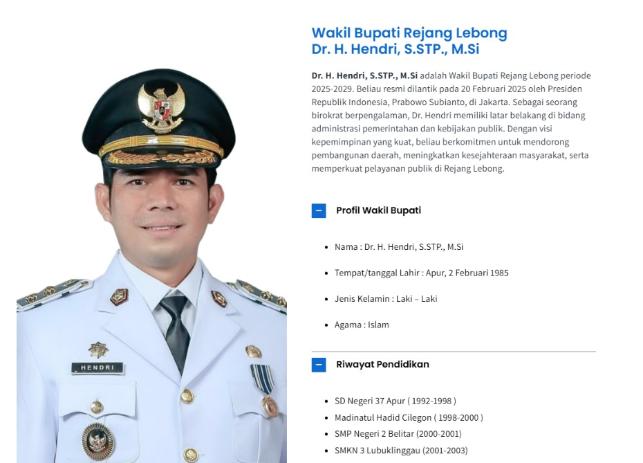Profil Wakil Bupati Rejang Lebong Hendri, Birokrat Muda yang Kini Terseret OTT KPK Profil Wakil Bupati Rejang Lebong Hendri, Birokrat Muda yang Kini Terseret OTT KPK