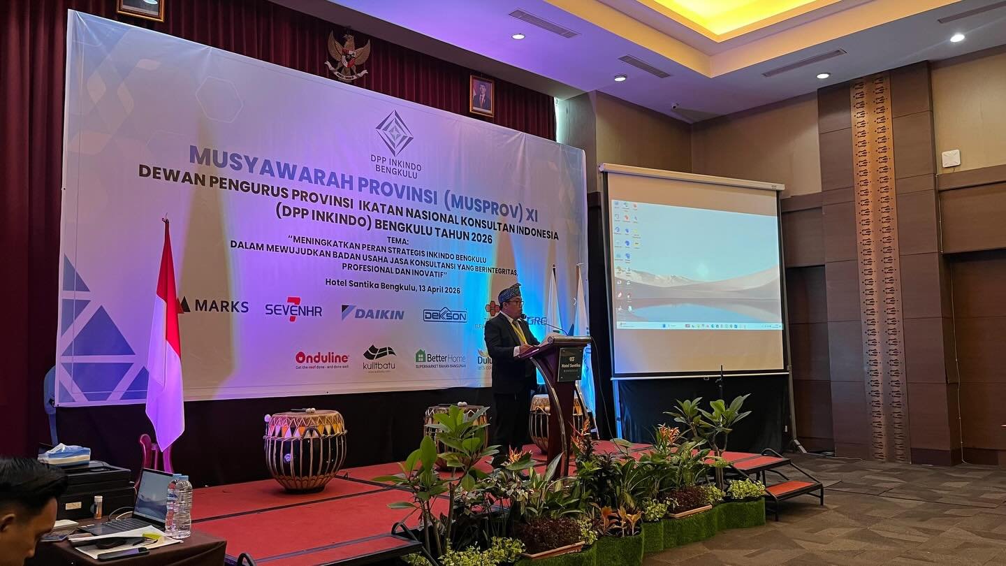 INKINDO Bengkulu Gelar MUSPROV XI, Pemprov Dorong Peran Konsultan Lebih Strategis