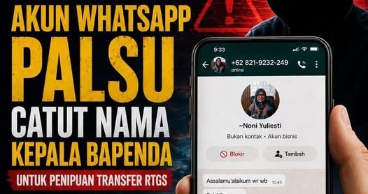 Waspadai Penipuan, Nama Kepala Bapenda Dicatut untuk Transfer RTGS