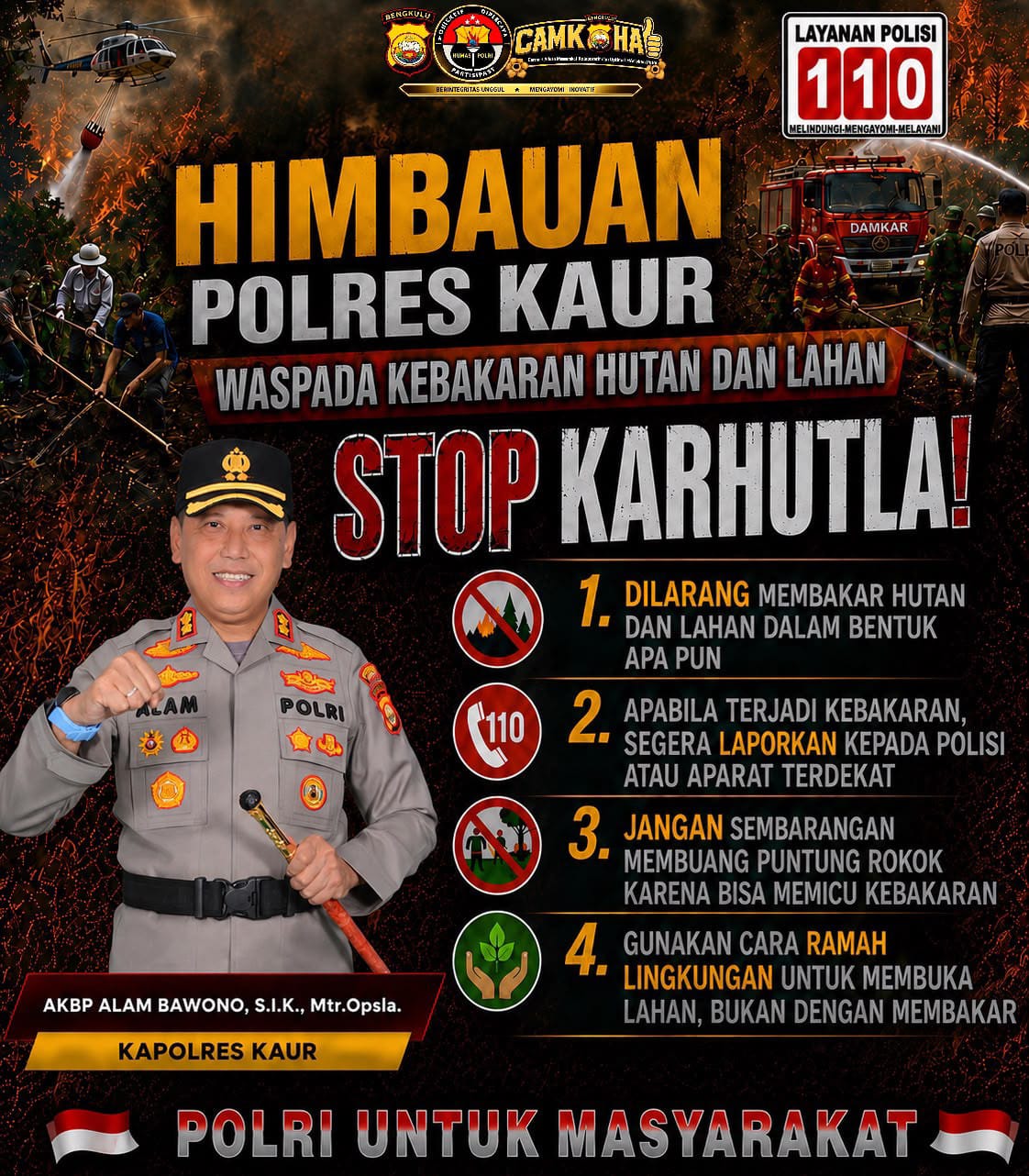 Kapolres Kaur Tegaskan Larangan Bakar Lahan, Masyarakat Diminta Aktif Cegah Karhutla